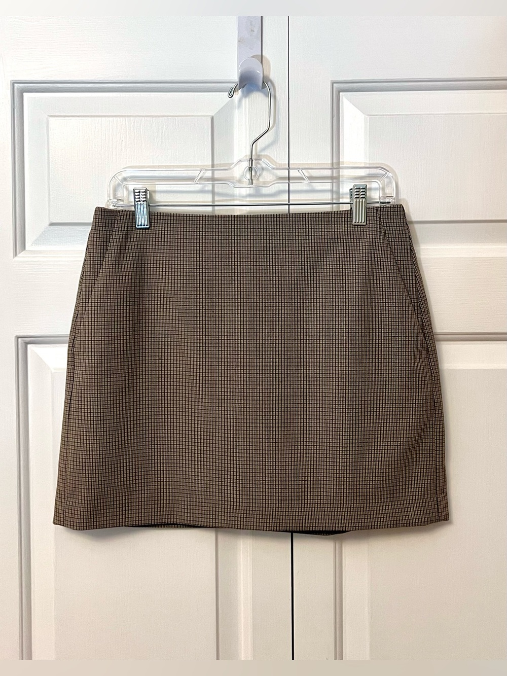 Classic Brown Plaid Mini Skort with Pockets